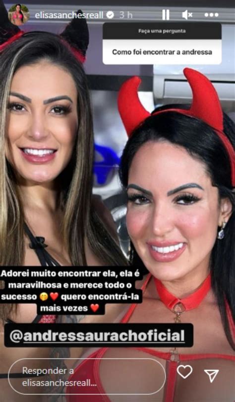 Elisa Sanches elogia Andressa Urach por desempenho em cena .